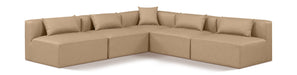 Meridian Furniture - Cube 108" Tan Vegan Leather Upholstered 5pc. Sectional - 668Tan-Sec5B - GreatFurnitureDeal