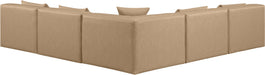 Meridian Furniture - Cube 108" Tan Vegan Leather Upholstered 5pc. Sectional - 668Tan-Sec5B - GreatFurnitureDeal