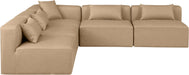 Meridian Furniture - Cube 108" Tan Vegan Leather Upholstered 5pc. Sectional - 668Tan-Sec5B - GreatFurnitureDeal