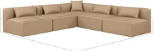Meridian Furniture - Cube 108" Tan Vegan Leather Upholstered 5pc. Sectional - 668Tan-Sec5B - GreatFurnitureDeal