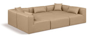 Meridian Furniture - Cube 108" Tan Vegan Leather Upholstered 6pc. Sectional - 668Tan-Sec6C - GreatFurnitureDeal