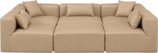 Meridian Furniture - Cube 108" Tan Vegan Leather Upholstered 6pc. Sectional - 668Tan-Sec6C - GreatFurnitureDeal