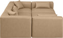 Meridian Furniture - Cube 108" Tan Vegan Leather Upholstered 6pc. Sectional - 668Tan-Sec6C - GreatFurnitureDeal