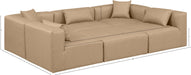 Meridian Furniture - Cube 108" Tan Vegan Leather Upholstered 6pc. Sectional - 668Tan-Sec6C - GreatFurnitureDeal