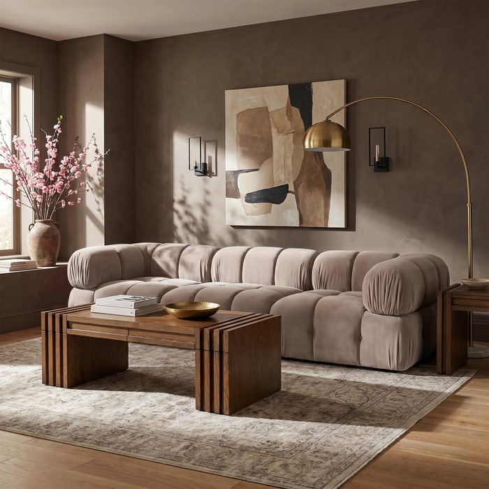 Meridian Furniture - Orin Beige Velvet Performance Fabric Upholstered 3 pc. Sofa - 671Beige-S3A - GreatFurnitureDeal