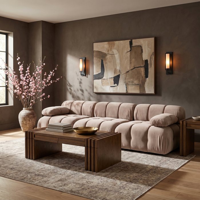 Meridian Furniture - Orin Beige Velvet Performance Fabric Upholstered 3 pc. Sofa - 671Beige-S3B - GreatFurnitureDeal