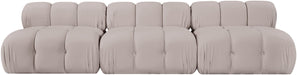 Meridian Furniture - Orin Beige Velvet Performance Fabric Upholstered 3 pc. Sofa - 671Beige-S3B - GreatFurnitureDeal