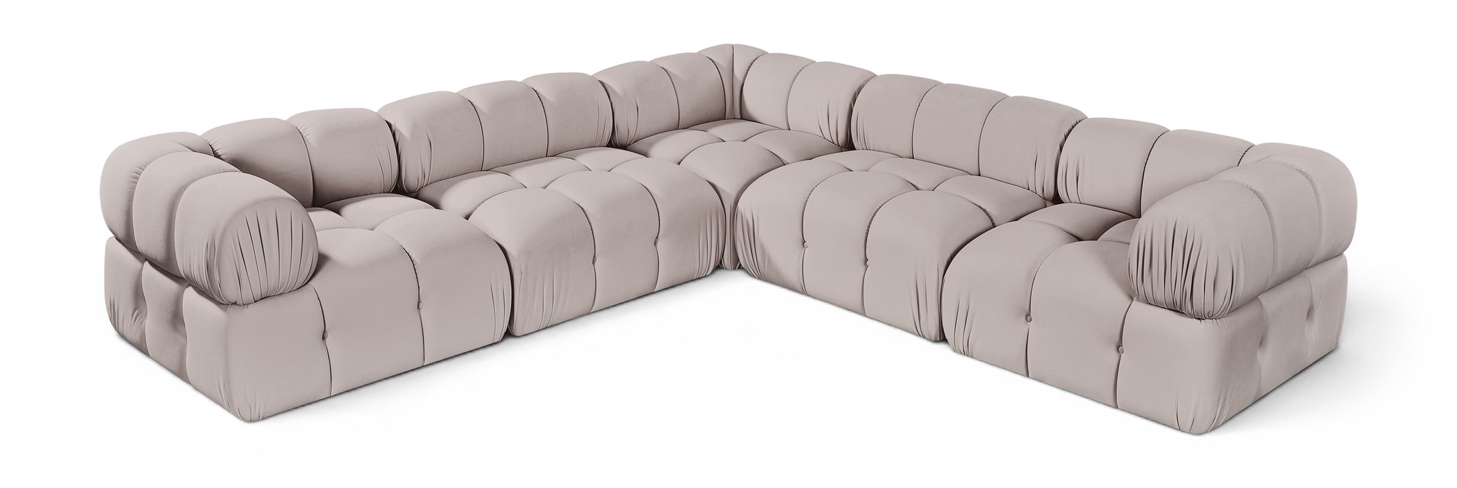 Meridian Furniture - Orin Beige Velvet Performance Fabric Upholstered 5 pc. Sectional - 671Beige-Sec5D - GreatFurnitureDeal