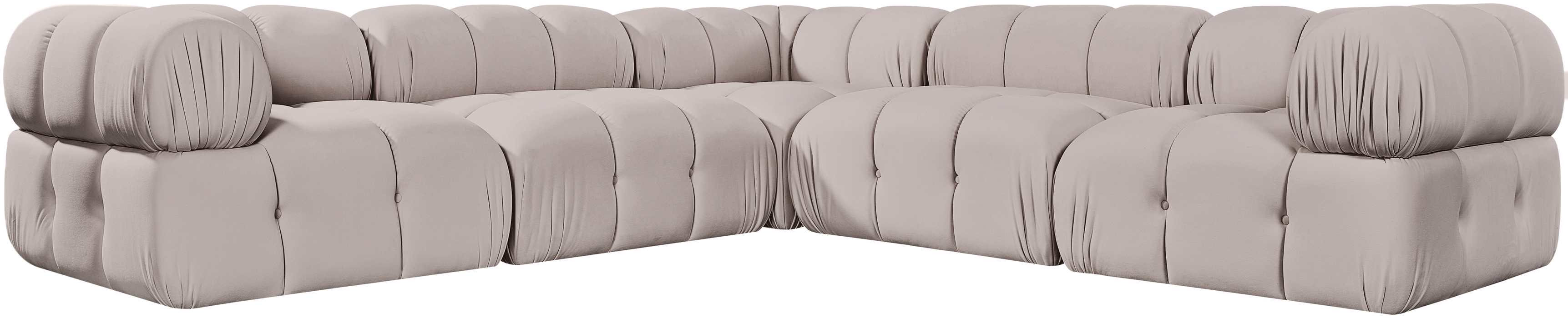 Meridian Furniture - Orin Beige Velvet Performance Fabric Upholstered 5 pc. Sectional - 671Beige-Sec5D - GreatFurnitureDeal