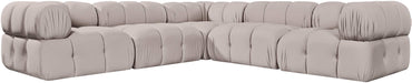 Meridian Furniture - Orin Beige Velvet Performance Fabric Upholstered 5 pc. Sectional - 671Beige-Sec5D - GreatFurnitureDeal