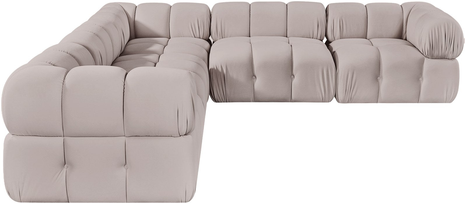 Meridian Furniture - Orin Beige Velvet Performance Fabric Upholstered 5 pc. Sectional - 671Beige-Sec5D - GreatFurnitureDeal