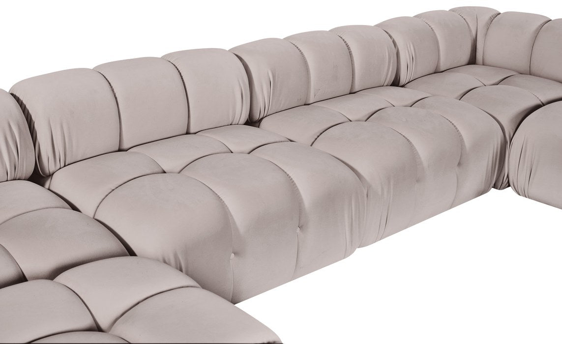 Meridian Furniture - Orin Beige Velvet Performance Fabric Upholstered 6 pc. Sectional - 671Beige-Sec6C - GreatFurnitureDeal