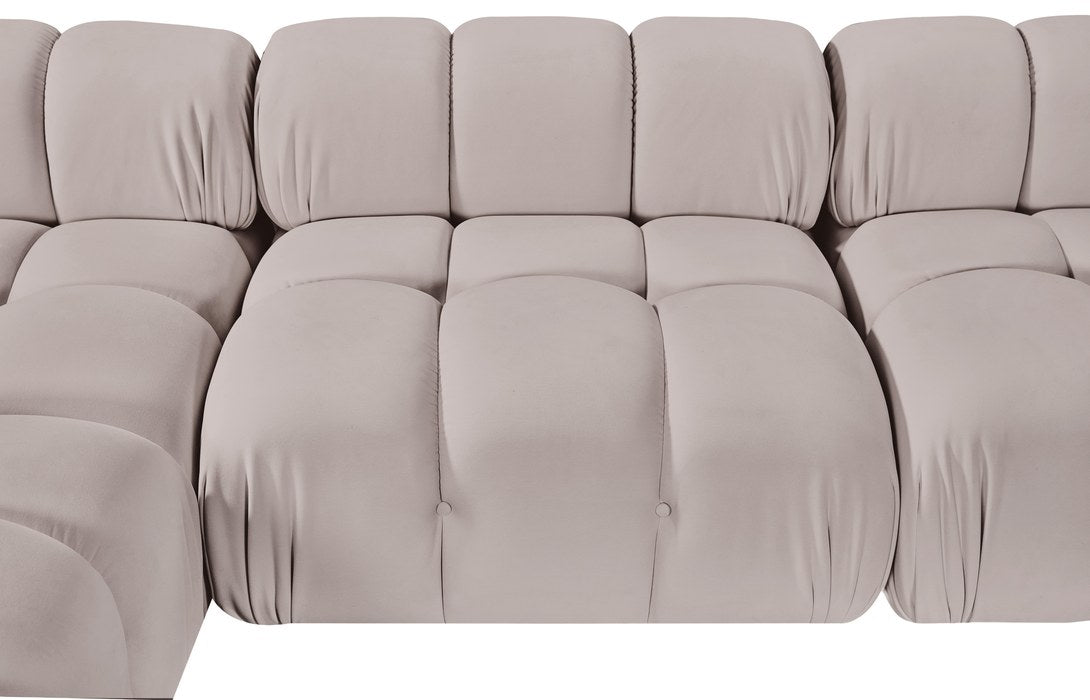 Meridian Furniture - Orin Beige Velvet Performance Fabric Upholstered 6 pc. Sectional - 671Beige-Sec6C - GreatFurnitureDeal