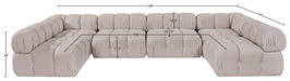 Meridian Furniture - Orin Beige Velvet Performance Fabric Upholstered 6 pc. Sectional - 671Beige-Sec6C - GreatFurnitureDeal