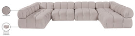 Meridian Furniture - Orin Beige Velvet Performance Fabric Upholstered 6 pc. Sectional - 671Beige-Sec6C - GreatFurnitureDeal