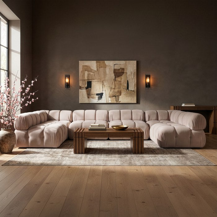 Meridian Furniture - Orin Beige Velvet Performance Fabric Upholstered 6 pc. Sectional - 671Beige-Sec6C - GreatFurnitureDeal