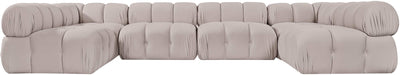 Meridian Furniture - Orin Beige Velvet Performance Fabric Upholstered 6 pc. Sectional - 671Beige-Sec6C - GreatFurnitureDeal