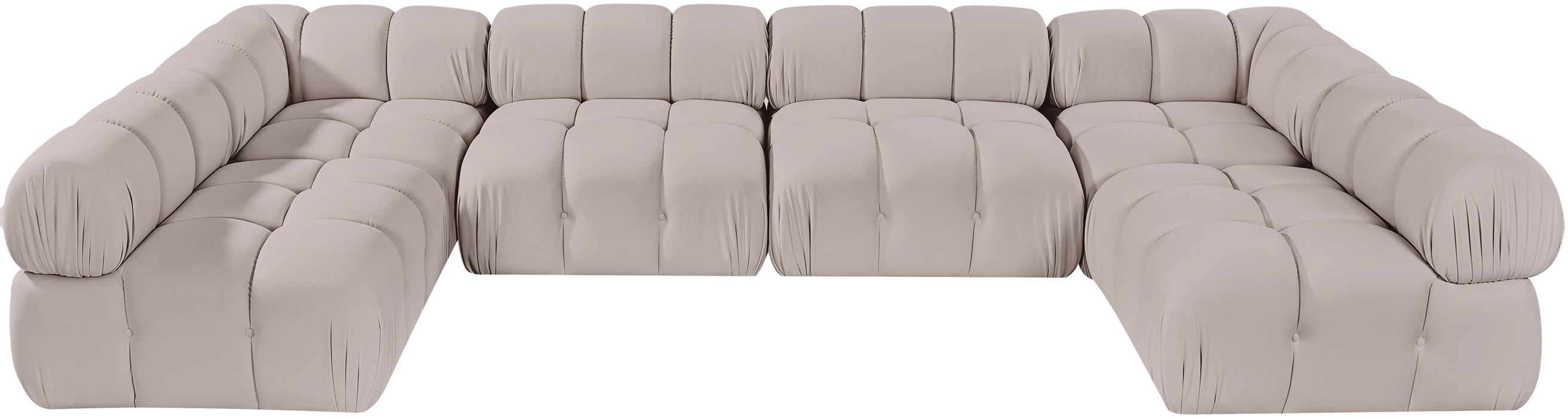 Meridian Furniture - Orin Beige Velvet Performance Fabric Upholstered 6 pc. Sectional - 671Beige-Sec6C - GreatFurnitureDeal