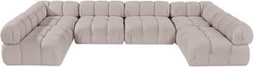 Meridian Furniture - Orin Beige Velvet Performance Fabric Upholstered 6 pc. Sectional - 671Beige-Sec6C - GreatFurnitureDeal