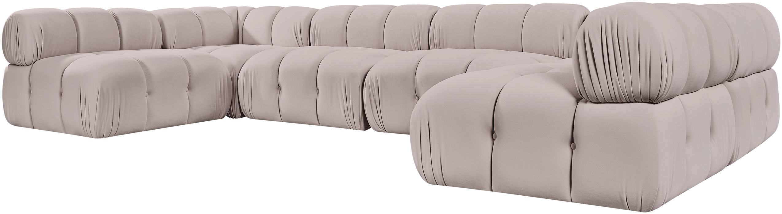 Meridian Furniture - Orin Beige Velvet Performance Fabric Upholstered 6 pc. Sectional - 671Beige-Sec6C - GreatFurnitureDeal