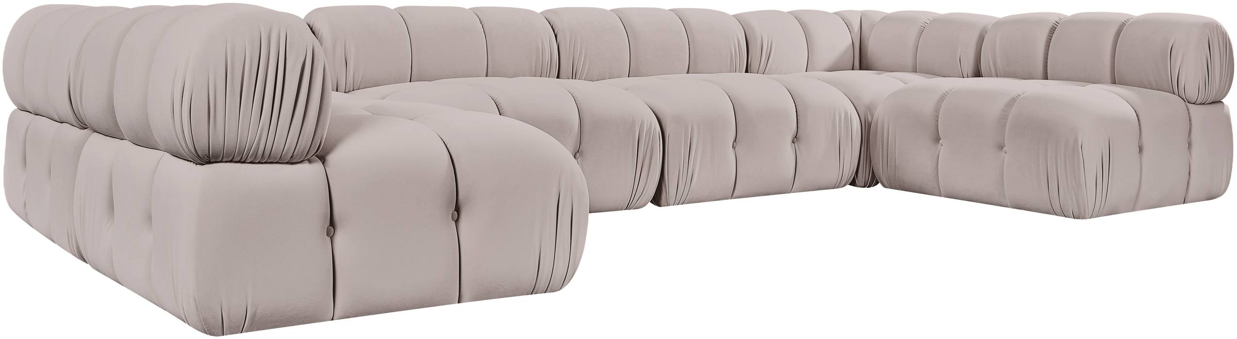 Meridian Furniture - Orin Beige Velvet Performance Fabric Upholstered 6 pc. Sectional - 671Beige-Sec6C - GreatFurnitureDeal
