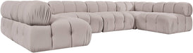 Meridian Furniture - Orin Beige Velvet Performance Fabric Upholstered 6 pc. Sectional - 671Beige-Sec6C - GreatFurnitureDeal