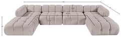 Meridian Furniture - Orin Beige Velvet Performance Fabric Upholstered 6 pc. Sectional - 671Beige-Sec6D - GreatFurnitureDeal