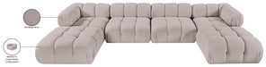 Meridian Furniture - Orin Beige Velvet Performance Fabric Upholstered 6 pc. Sectional - 671Beige-Sec6D - GreatFurnitureDeal
