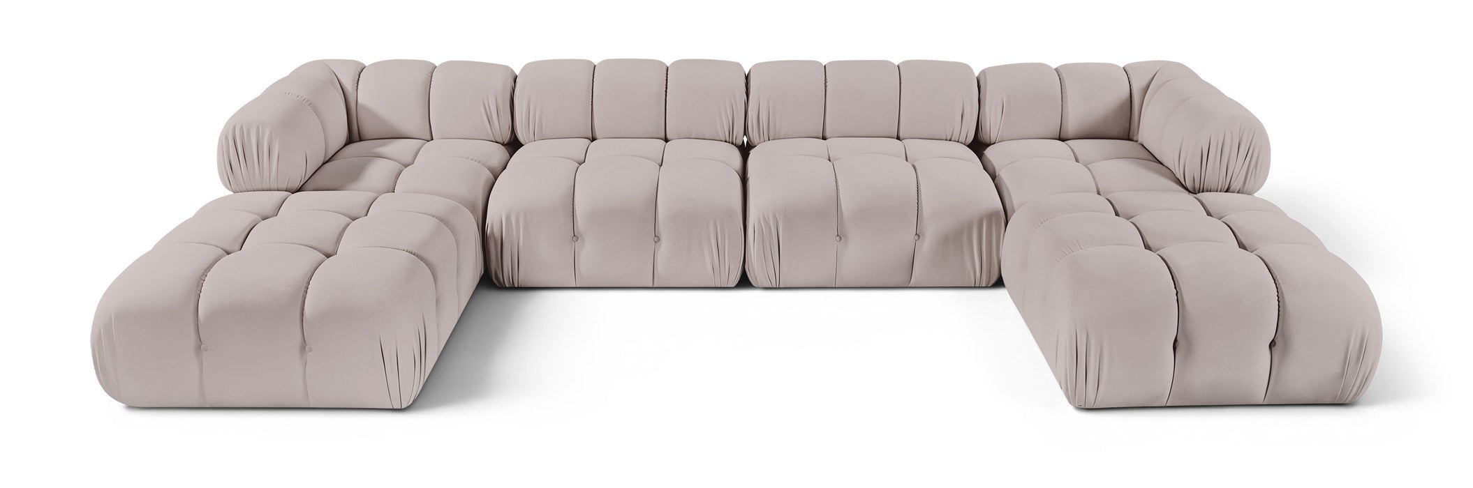 Meridian Furniture - Orin Beige Velvet Performance Fabric Upholstered 6 pc. Sectional - 671Beige-Sec6D - GreatFurnitureDeal