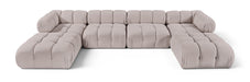 Meridian Furniture - Orin Beige Velvet Performance Fabric Upholstered 6 pc. Sectional - 671Beige-Sec6D - GreatFurnitureDeal