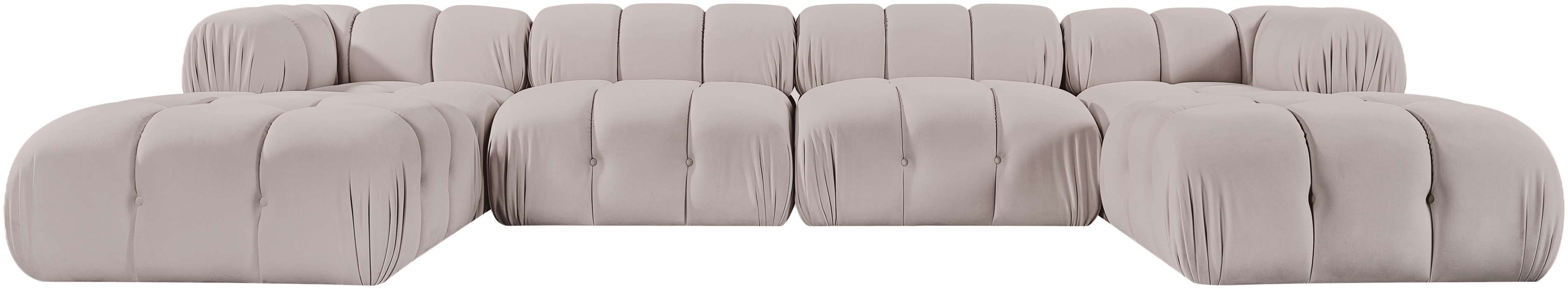 Meridian Furniture - Orin Beige Velvet Performance Fabric Upholstered 6 pc. Sectional - 671Beige-Sec6D - GreatFurnitureDeal