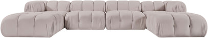 Meridian Furniture - Orin Beige Velvet Performance Fabric Upholstered 6 pc. Sectional - 671Beige-Sec6D - GreatFurnitureDeal