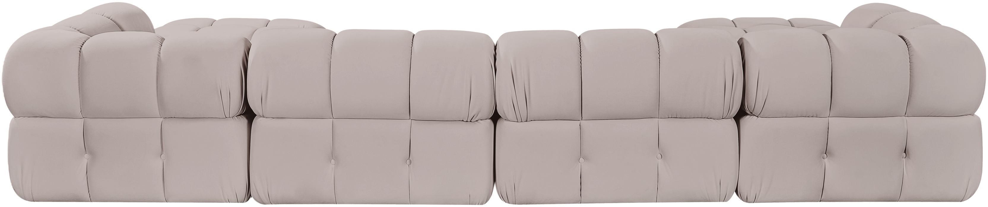 Meridian Furniture - Orin Beige Velvet Performance Fabric Upholstered 6 pc. Sectional - 671Beige-Sec6D - GreatFurnitureDeal