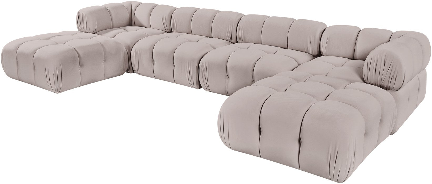 Meridian Furniture - Orin Beige Velvet Performance Fabric Upholstered 6 pc. Sectional - 671Beige-Sec6D - GreatFurnitureDeal