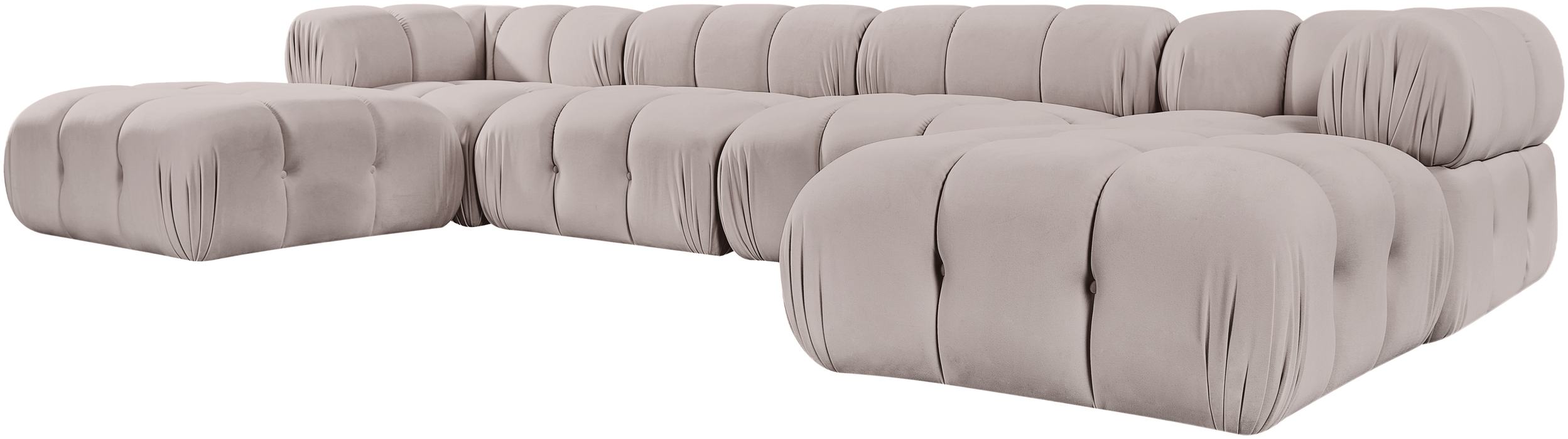 Meridian Furniture - Orin Beige Velvet Performance Fabric Upholstered 6 pc. Sectional - 671Beige-Sec6D - GreatFurnitureDeal