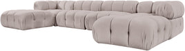 Meridian Furniture - Orin Beige Velvet Performance Fabric Upholstered 6 pc. Sectional - 671Beige-Sec6D - GreatFurnitureDeal