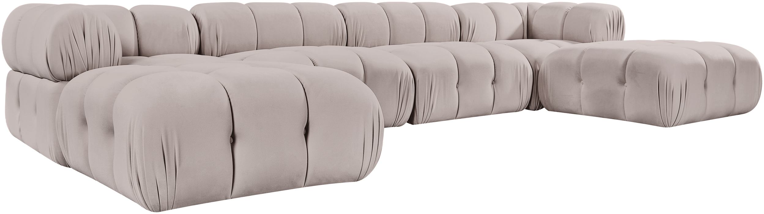 Meridian Furniture - Orin Beige Velvet Performance Fabric Upholstered 6 pc. Sectional - 671Beige-Sec6D - GreatFurnitureDeal