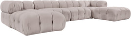 Meridian Furniture - Orin Beige Velvet Performance Fabric Upholstered 6 pc. Sectional - 671Beige-Sec6D - GreatFurnitureDeal