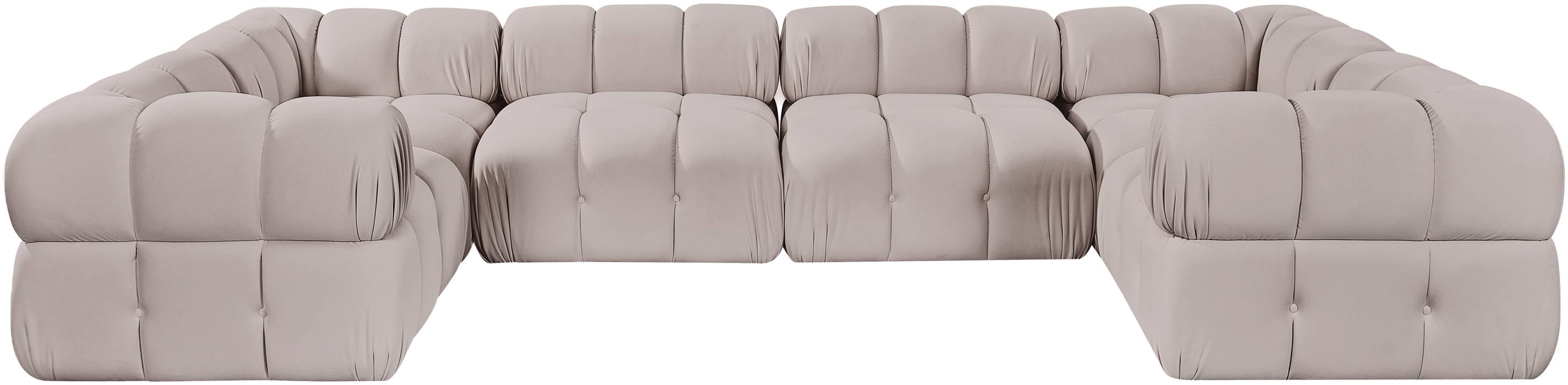 Meridian Furniture - Orin Beige Velvet Performance Fabric Upholstered 6 pc. Sectional - 671Beige-Sec6G - GreatFurnitureDeal