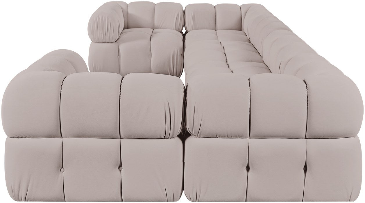 Meridian Furniture - Orin Beige Velvet Performance Fabric Upholstered 6 pc. Sectional - 671Beige-Sec6G - GreatFurnitureDeal