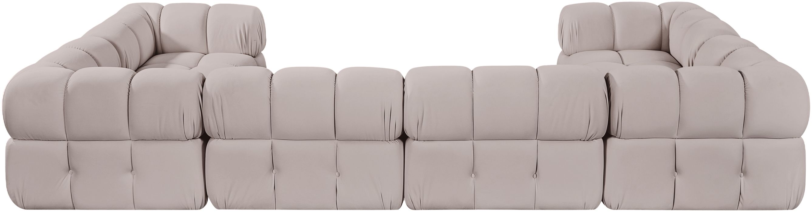 Meridian Furniture - Orin Beige Velvet Performance Fabric Upholstered 6 pc. Sectional - 671Beige-Sec6G - GreatFurnitureDeal