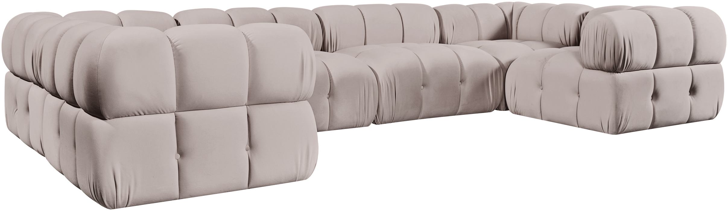 Meridian Furniture - Orin Beige Velvet Performance Fabric Upholstered 6 pc. Sectional - 671Beige-Sec6G - GreatFurnitureDeal