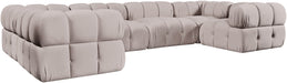 Meridian Furniture - Orin Beige Velvet Performance Fabric Upholstered 6 pc. Sectional - 671Beige-Sec6G - GreatFurnitureDeal