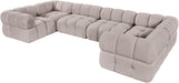 Meridian Furniture - Orin Beige Velvet Performance Fabric Upholstered 6 pc. Sectional - 671Beige-Sec6G - GreatFurnitureDeal