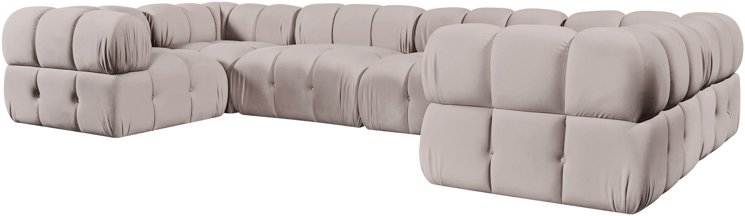 Meridian Furniture - Orin Beige Velvet Performance Fabric Upholstered 6 pc. Sectional - 671Beige-Sec6G - GreatFurnitureDeal