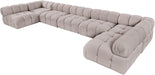 Meridian Furniture - Orin Beige Velvet Performance Fabric Upholstered 7 pc. Sectional - 671Beige-Sec7C - GreatFurnitureDeal