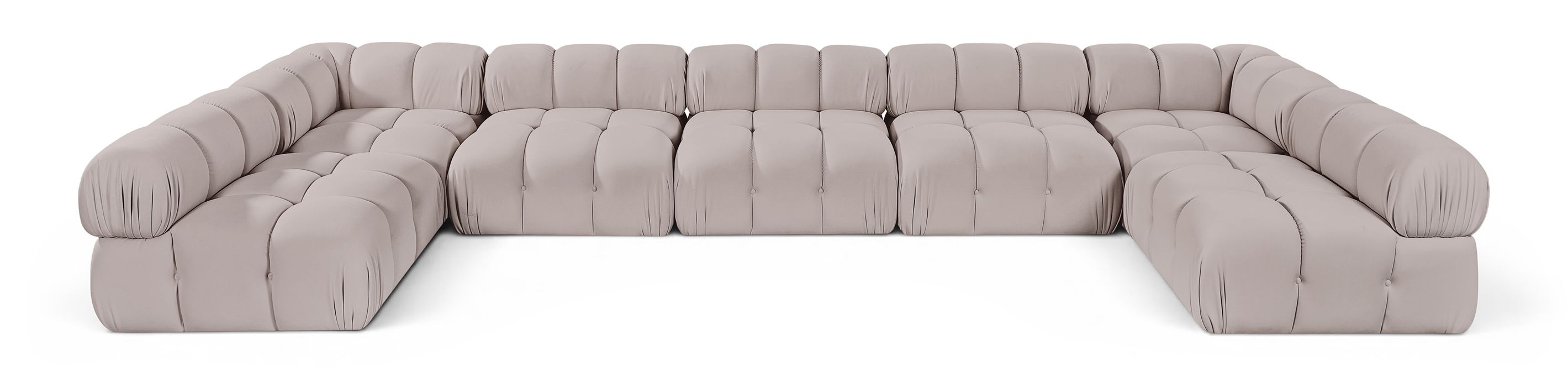 Meridian Furniture - Orin Beige Velvet Performance Fabric Upholstered 7 pc. Sectional - 671Beige-Sec7C - GreatFurnitureDeal