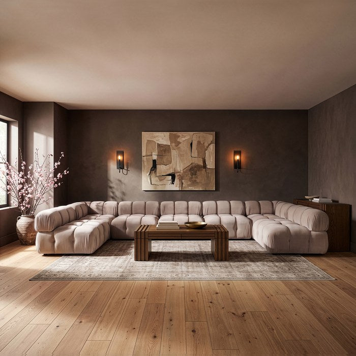 Meridian Furniture - Orin Beige Velvet Performance Fabric Upholstered 7 pc. Sectional - 671Beige-Sec7C - GreatFurnitureDeal