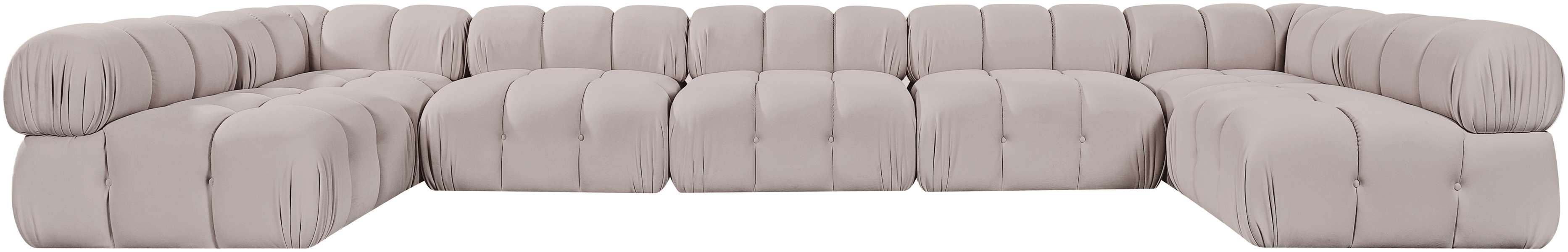 Meridian Furniture - Orin Beige Velvet Performance Fabric Upholstered 7 pc. Sectional - 671Beige-Sec7C - GreatFurnitureDeal