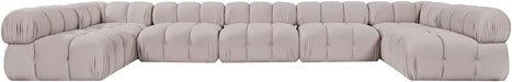 Meridian Furniture - Orin Beige Velvet Performance Fabric Upholstered 7 pc. Sectional - 671Beige-Sec7C - GreatFurnitureDeal